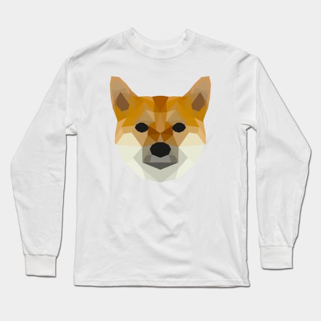 Low Poly Lilly the Shiba Inu Long Sleeve T-Shirt by shibalilly